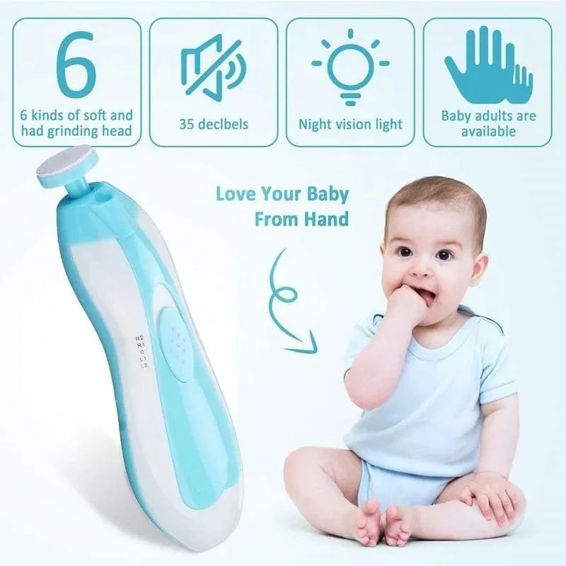 Electric Baby Nail Trimmer with 6 Grinding Heads