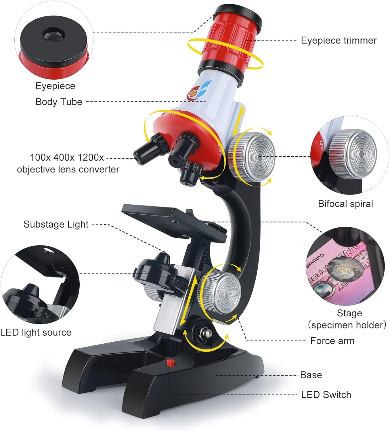 Science Microscope Educational Toy Microscope for Kids