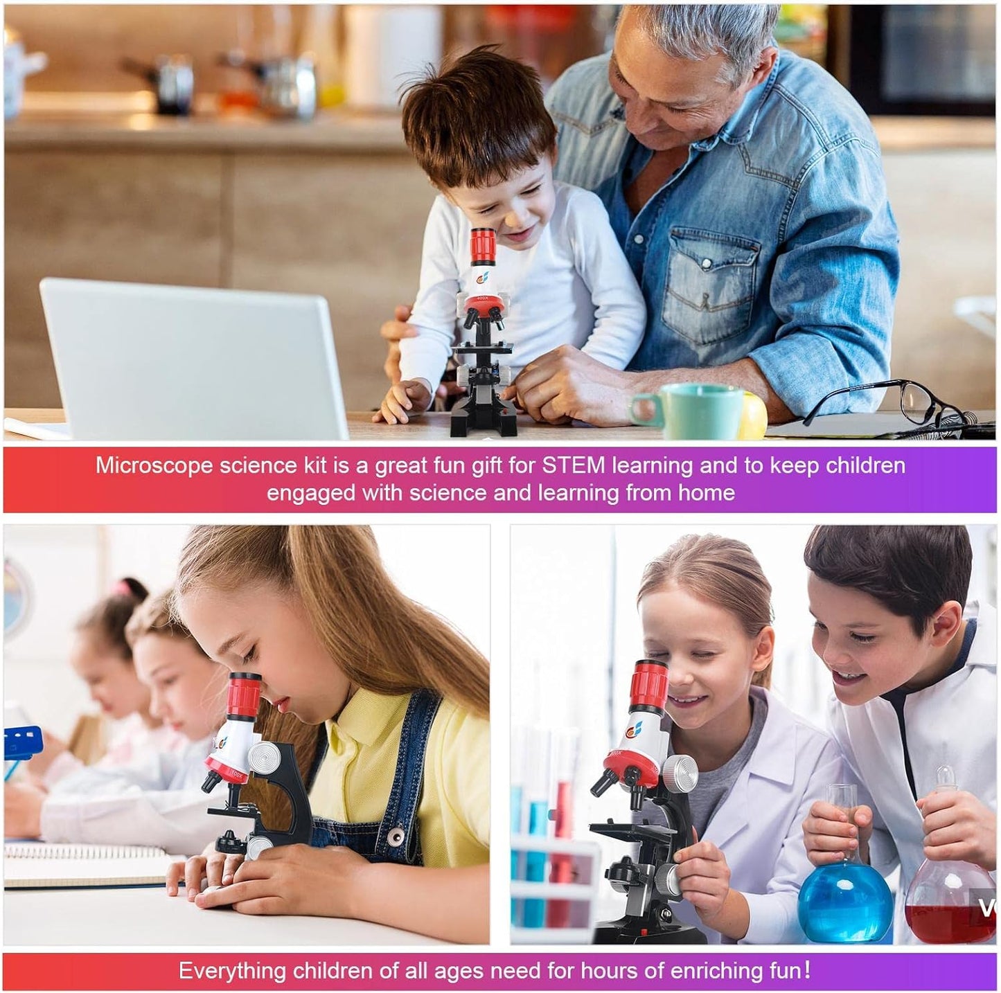 Science Microscope Educational Toy Microscope for Kids