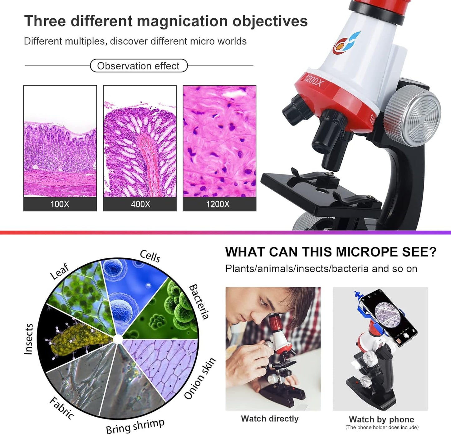 Science Microscope Educational Toy Microscope for Kids
