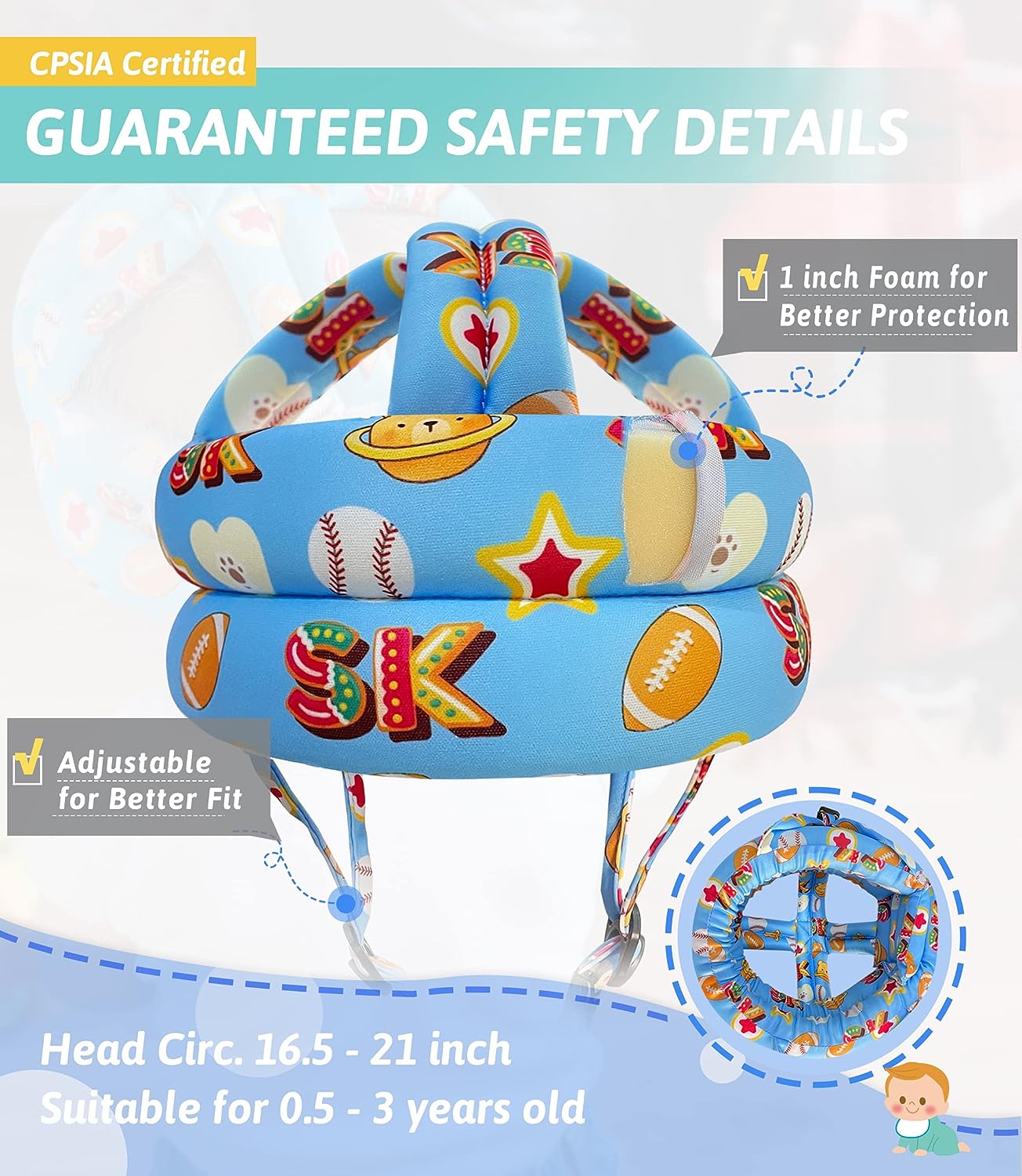 👼 Baby Helmet for Crawling Walking Baby Head Protector