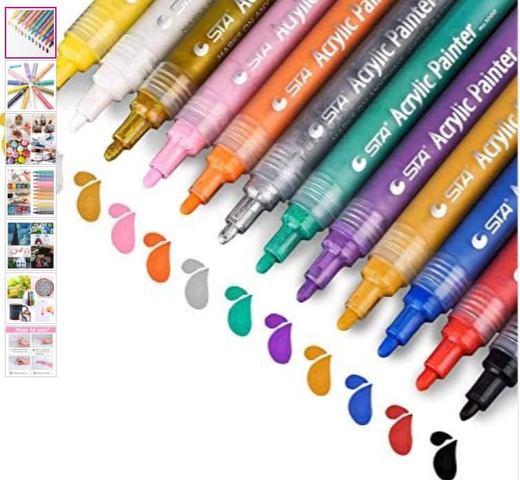 12 Pcs Acrylic Paint Markers